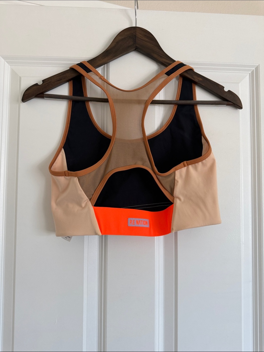 P.E Nation Nude & Bright Orange Racerback Sports Bra